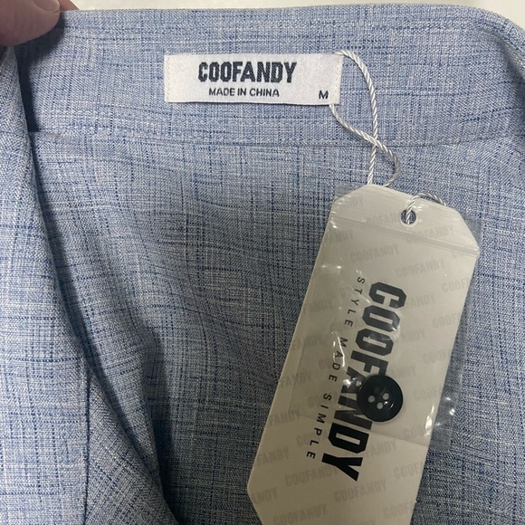 Men’s Coolfandy Blue Hidden Button Cuffed Sleeve Casual Shirt - Picture 4 of 7